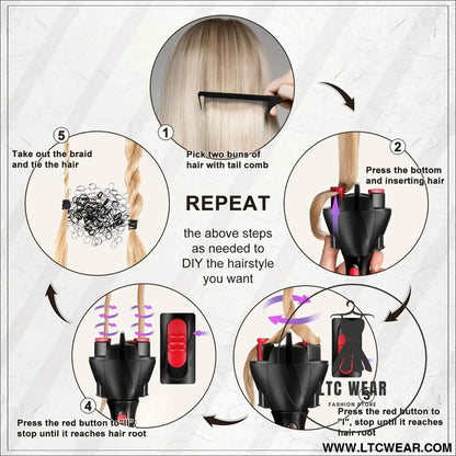 Effortless Automatic Hair Braider Quick Wireless Lazy Chic