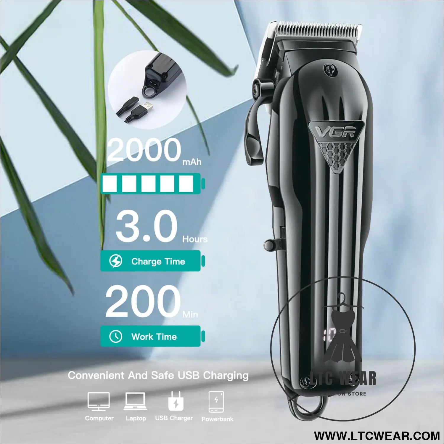 Electric hair clipper fine adjustment gradual change electric hair salon usb rechargeable household electric hair