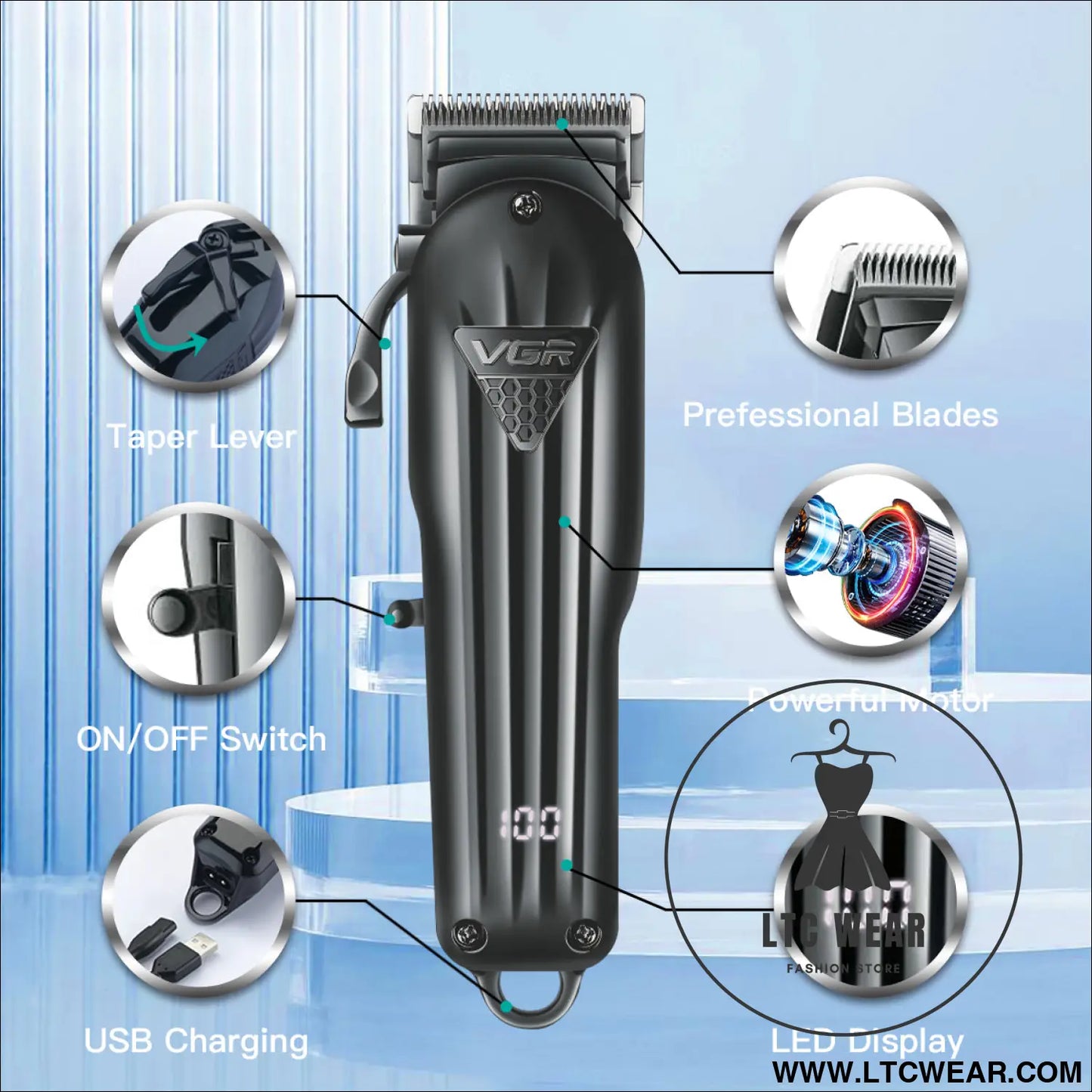 Electric hair clipper fine adjustment gradual change electric hair salon usb rechargeable household electric hair