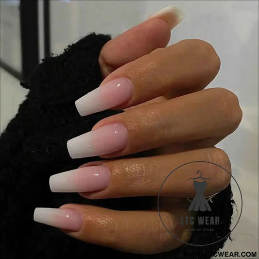 Elegant 24pcs Gradient Long Coffin Press-On Nails