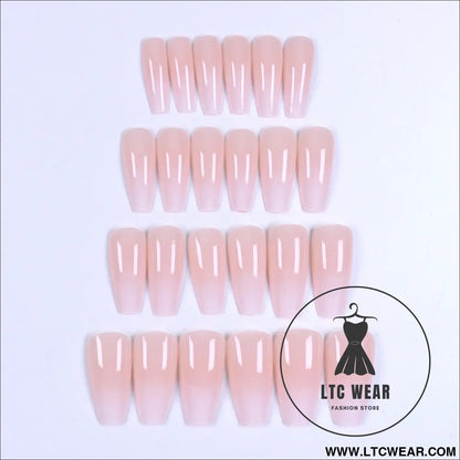 Elegant 24pcs Gradient Long Coffin Press-On Nails - L.T.C Wear Online Fashion Store