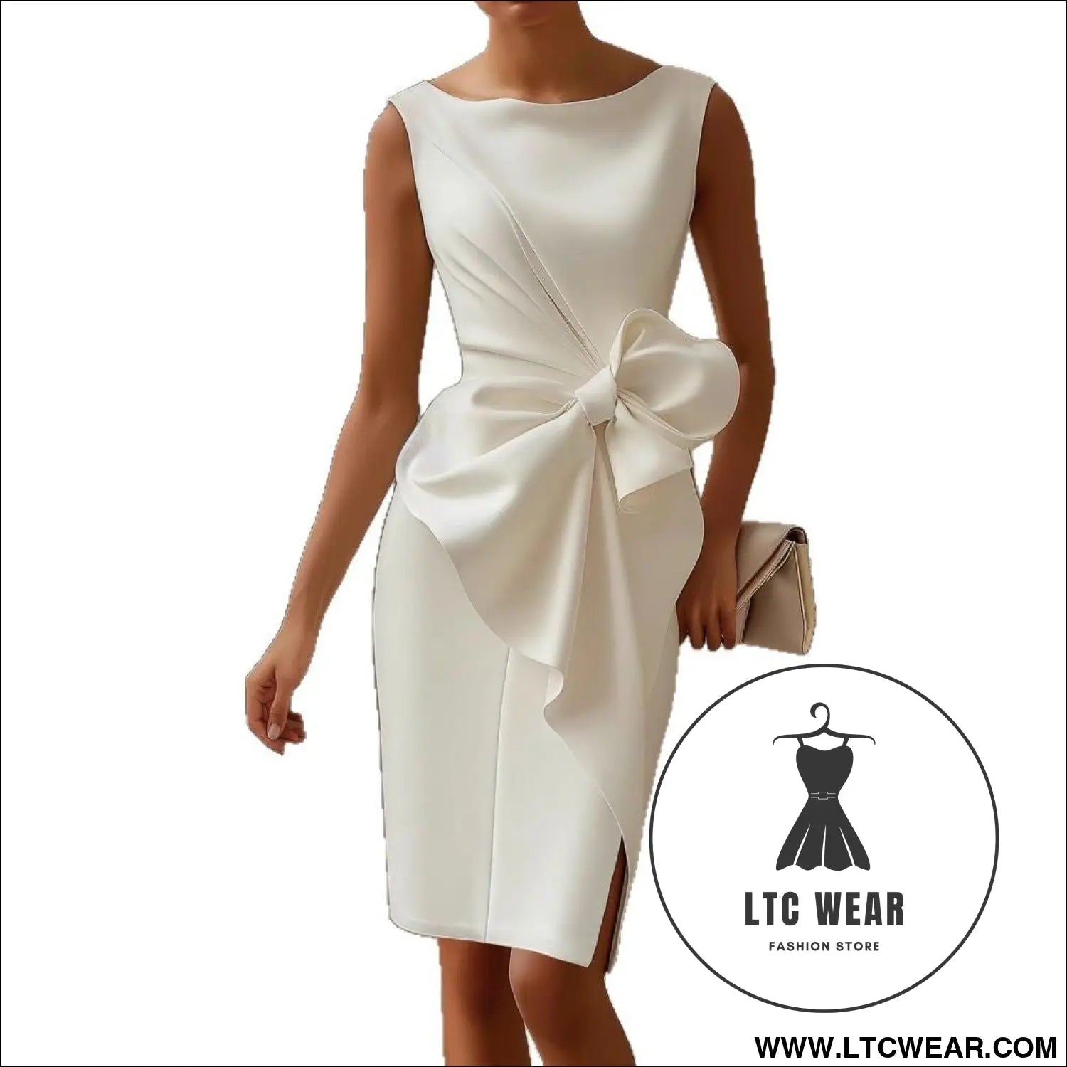Elegant butterfly knot dressshort sleeveone shoulder design a-line silhouettewomen’s dress