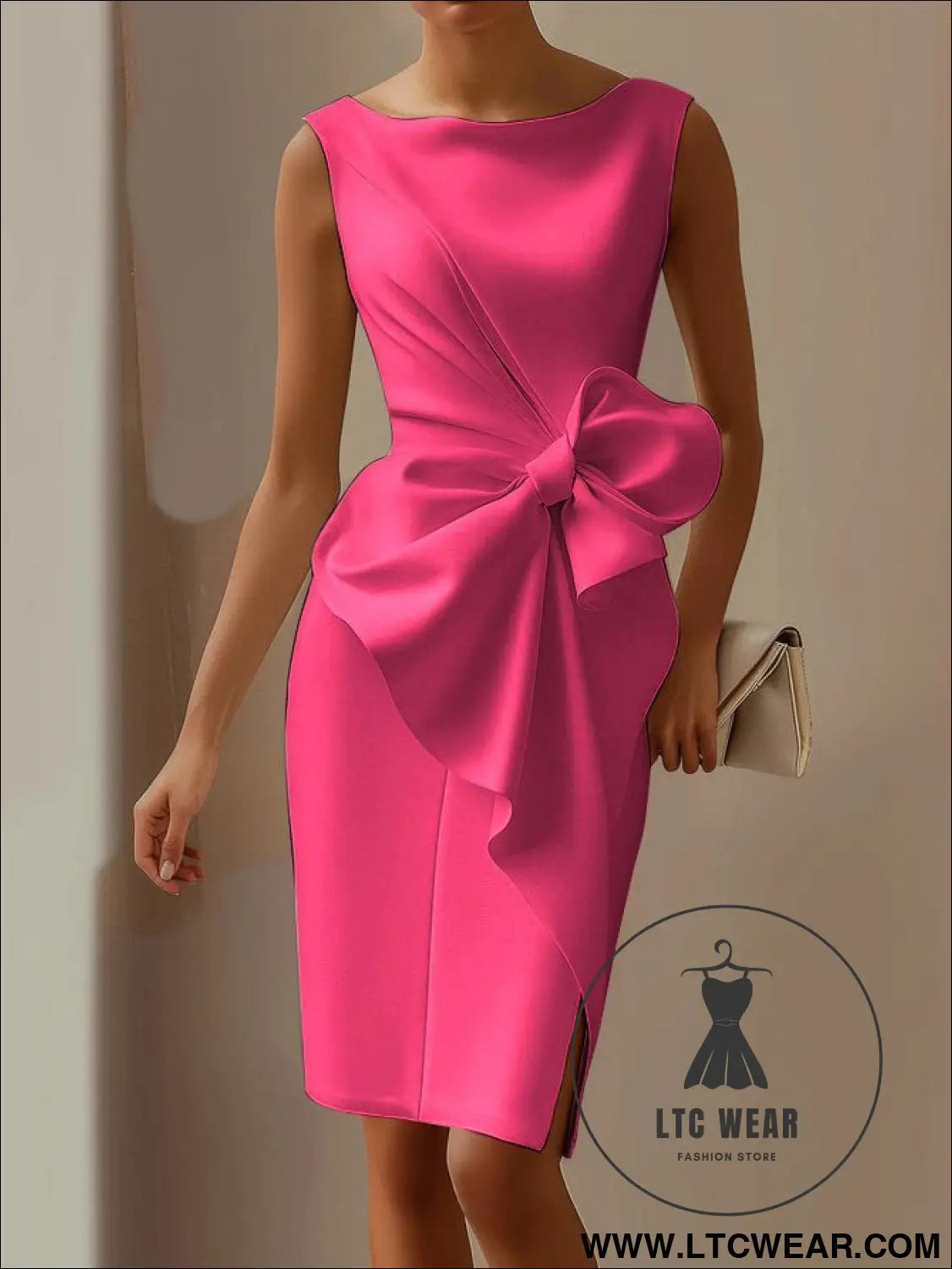 Elegant butterfly knot dressshort sleeveone shoulder design a-line silhouettewomen’s dress - crimson red / s