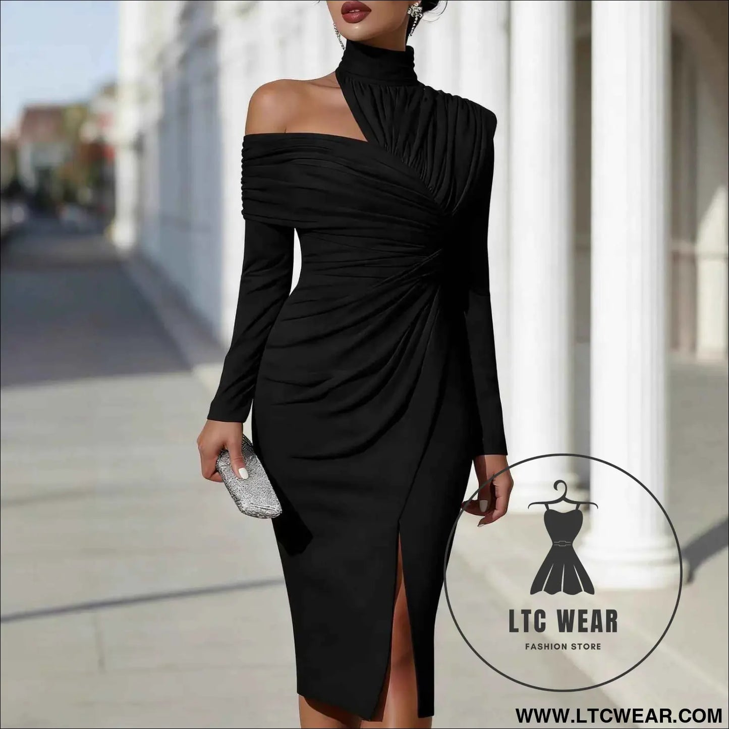 Elegant Casual Knit Hollow-Out Slit Dress