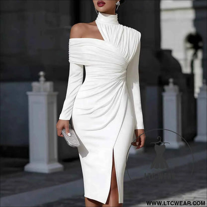 Elegant Casual Knit Hollow-Out Slit Dress