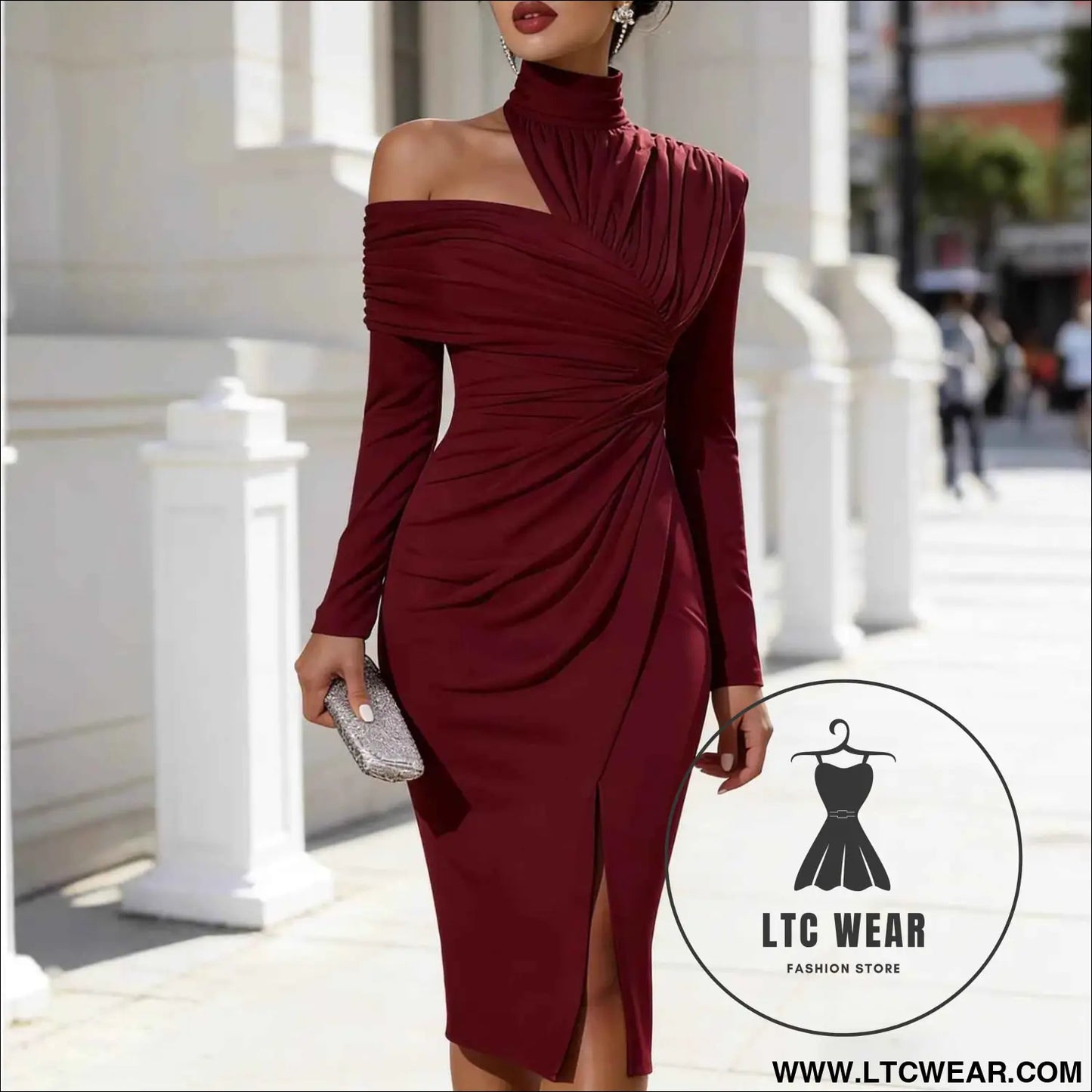 Elegant Casual Knit Hollow-Out Slit Dress