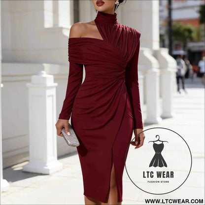 Elegant Casual Knit Hollow-Out Slit Dress
