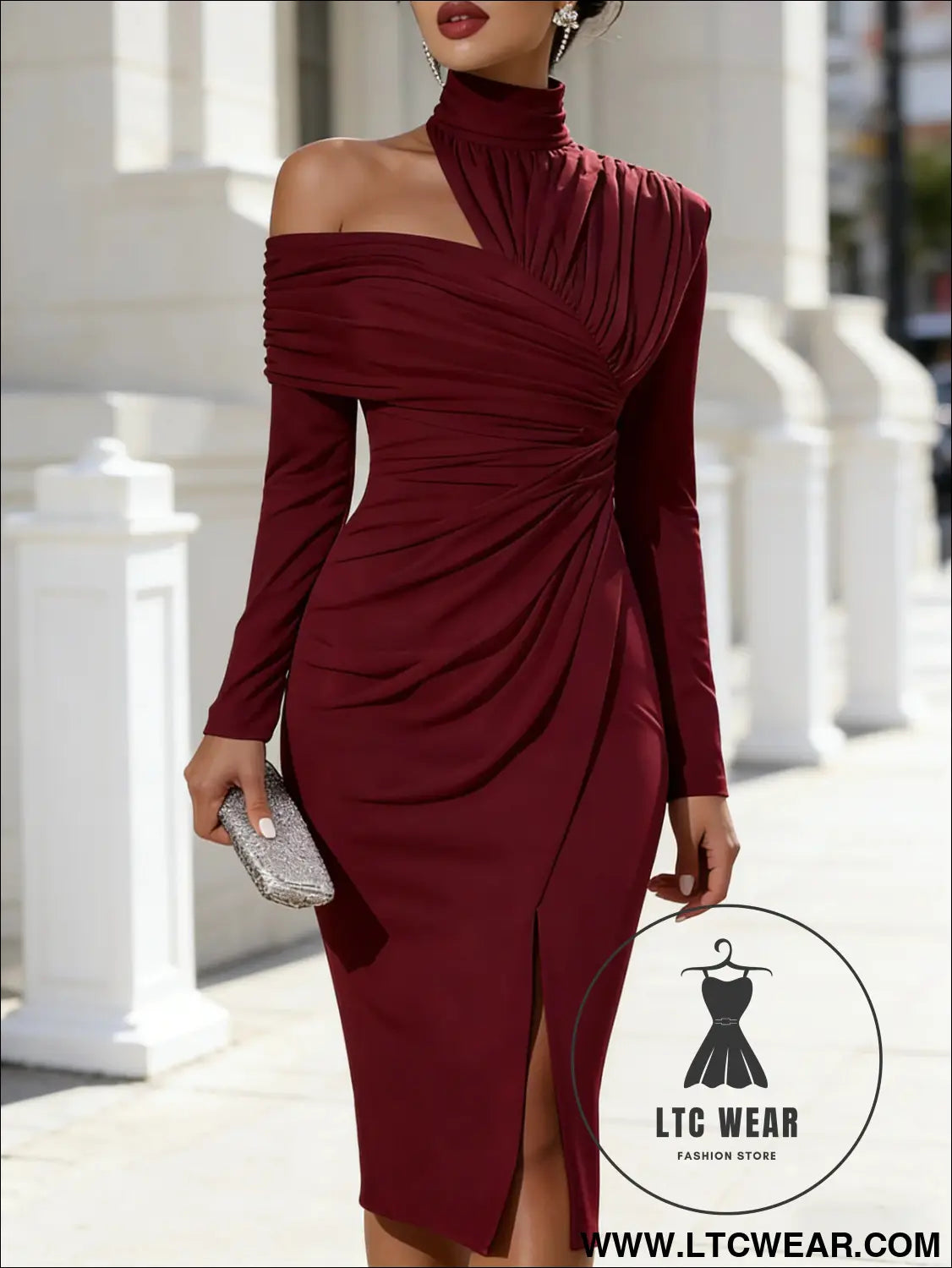 Elegant Casual Knit Hollow-Out Slit Dress - L.T.C Wear Online Fashion Store
