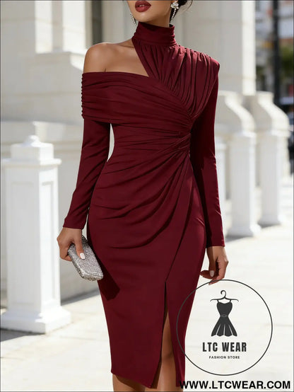Elegant Casual Knit Hollow-Out Slit Dress - L.T.C Wear Online Fashion Store