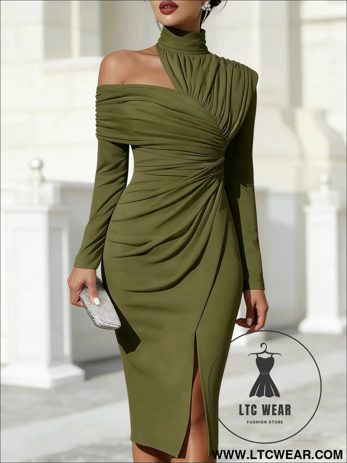 Elegant Casual Knit Hollow-Out Slit Dress - L.T.C Wear Online Fashion Store