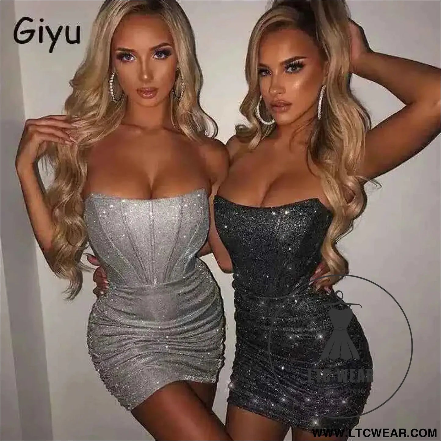 Elegant Glitter Bodycon Mini Dress for Summer Nights