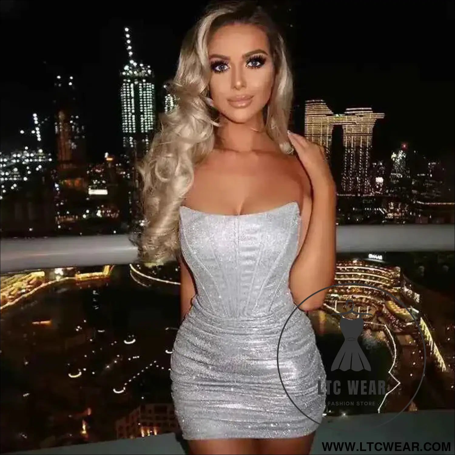 Elegant Glitter Bodycon Mini Dress for Summer Nights