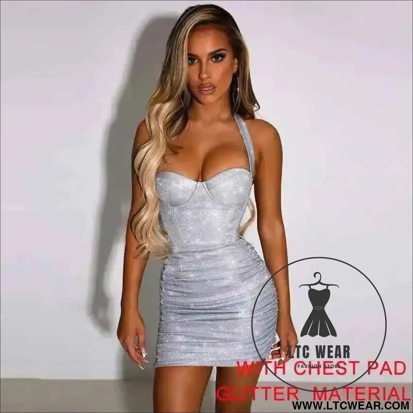 Elegant Glitter Bodycon Mini Dress for Summer Nights