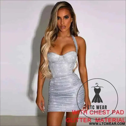 Elegant Glitter Bodycon Mini Dress for Summer Nights