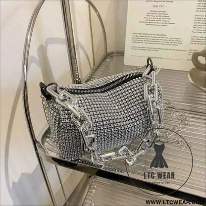 Elegant Glitter Chain Mini Crossbody Purse for Women