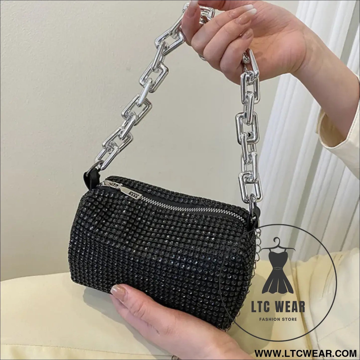 Elegant Glitter Chain Mini Crossbody Purse for Women - L.T.C Wear Online Fashion Store