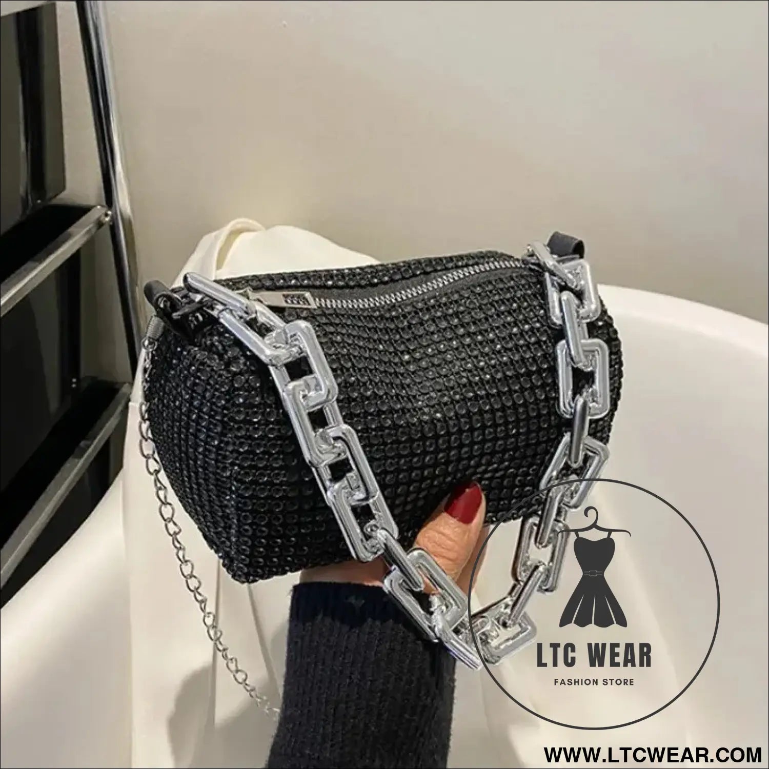 Elegant Glitter Chain Mini Crossbody Purse for Women - L.T.C Wear Online Fashion Store