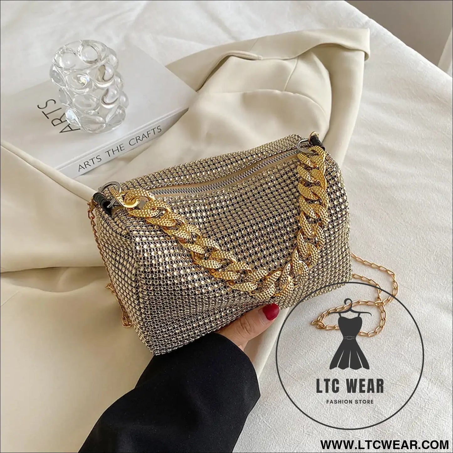 Elegant Glitter Chain Mini Crossbody Purse for Women - L.T.C Wear Online Fashion Store