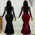 Elegant high neck rhinestone beaded bodycon dress for women fashion