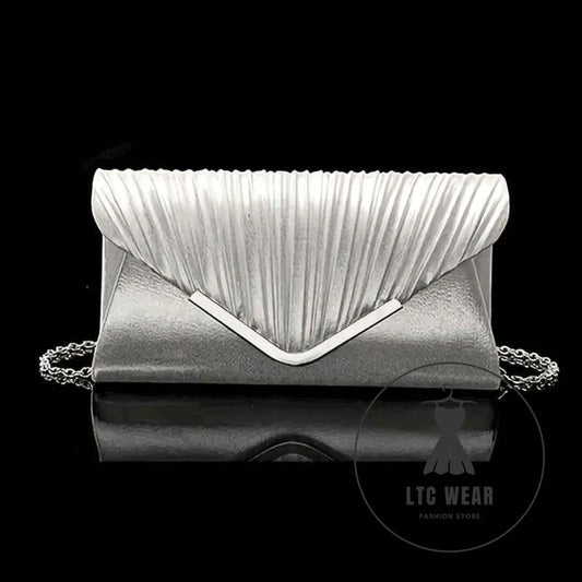 Elegant Rhinestone Set Pleated Clutch  Jewelry for Parties