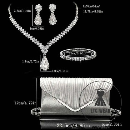 Elegant Rhinestone Set Pleated Clutch  Jewelry for Parties