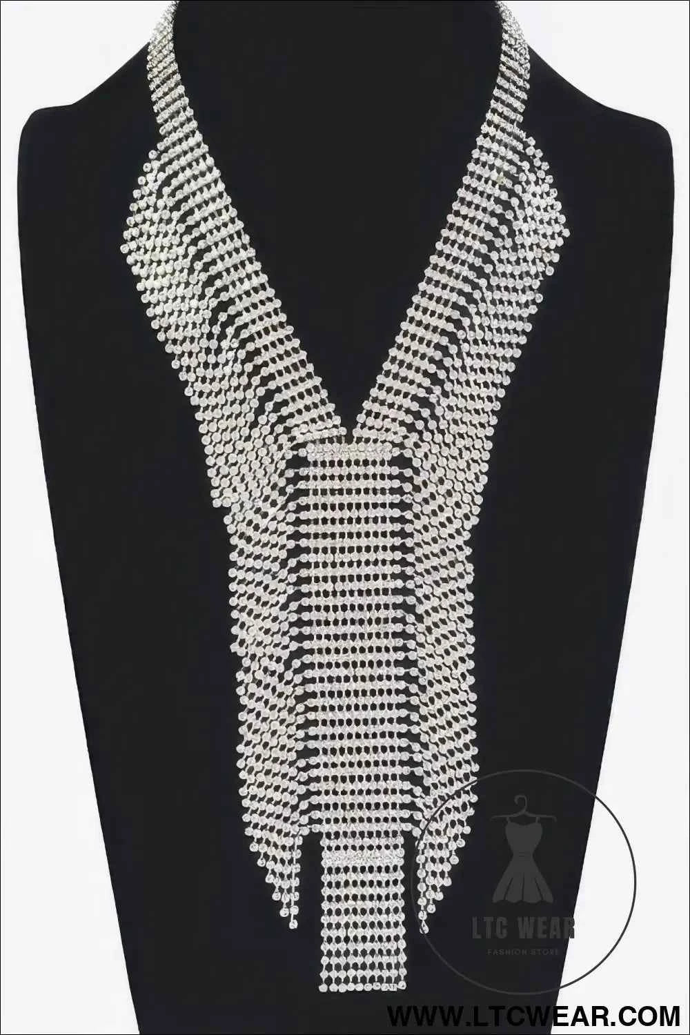 Elegant Rhinestone Choker Necklace with V Shape Design