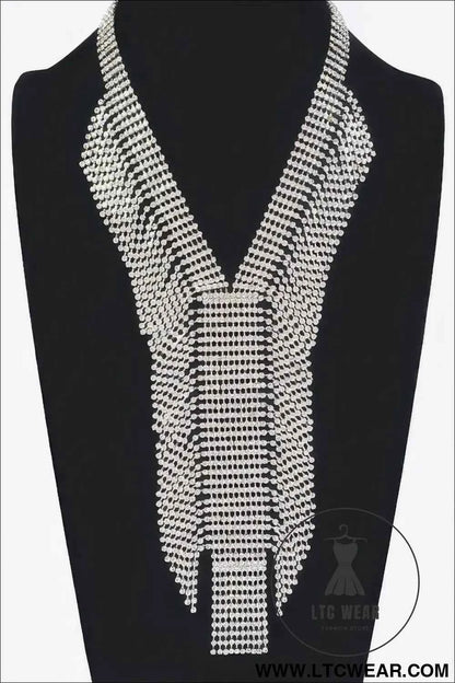 Elegant Rhinestone Choker Necklace with V Shape Design