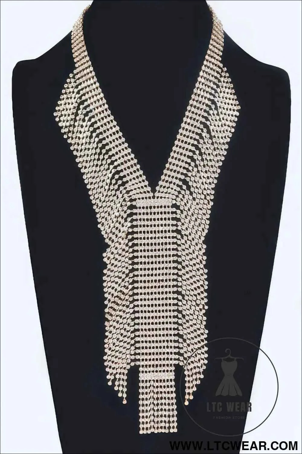 Elegant Rhinestone Choker Necklace with V Shape Design