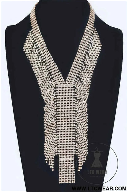 Elegant Rhinestone Choker Necklace with V Shape Design