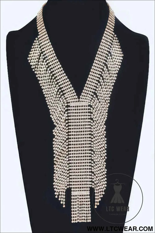 Elegant Rhinestone Choker Necklace with V Shape Design