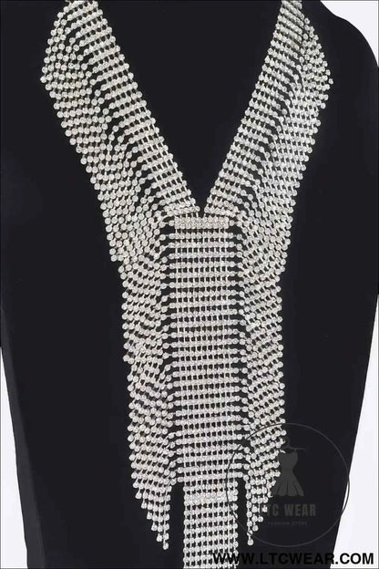 Elegant Rhinestone Choker Necklace with V Shape Design