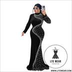 Elegant velvet embellished dress for women fashionable chic cocktail dress - black / s