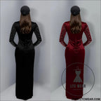 Elegant velvet embellished long sleeve dress for women fashion style casual occasion
