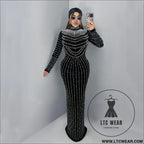 Elegant velvet embellished long sleeve dress for women fashion style casual occasion