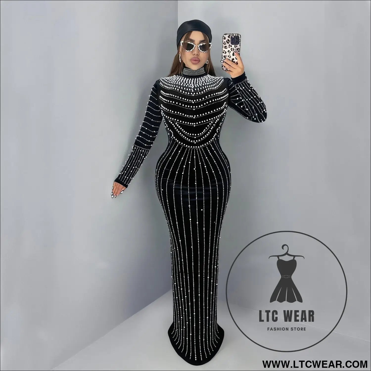 Elegant velvet embellished long sleeve dress for women fashion style casual occasion