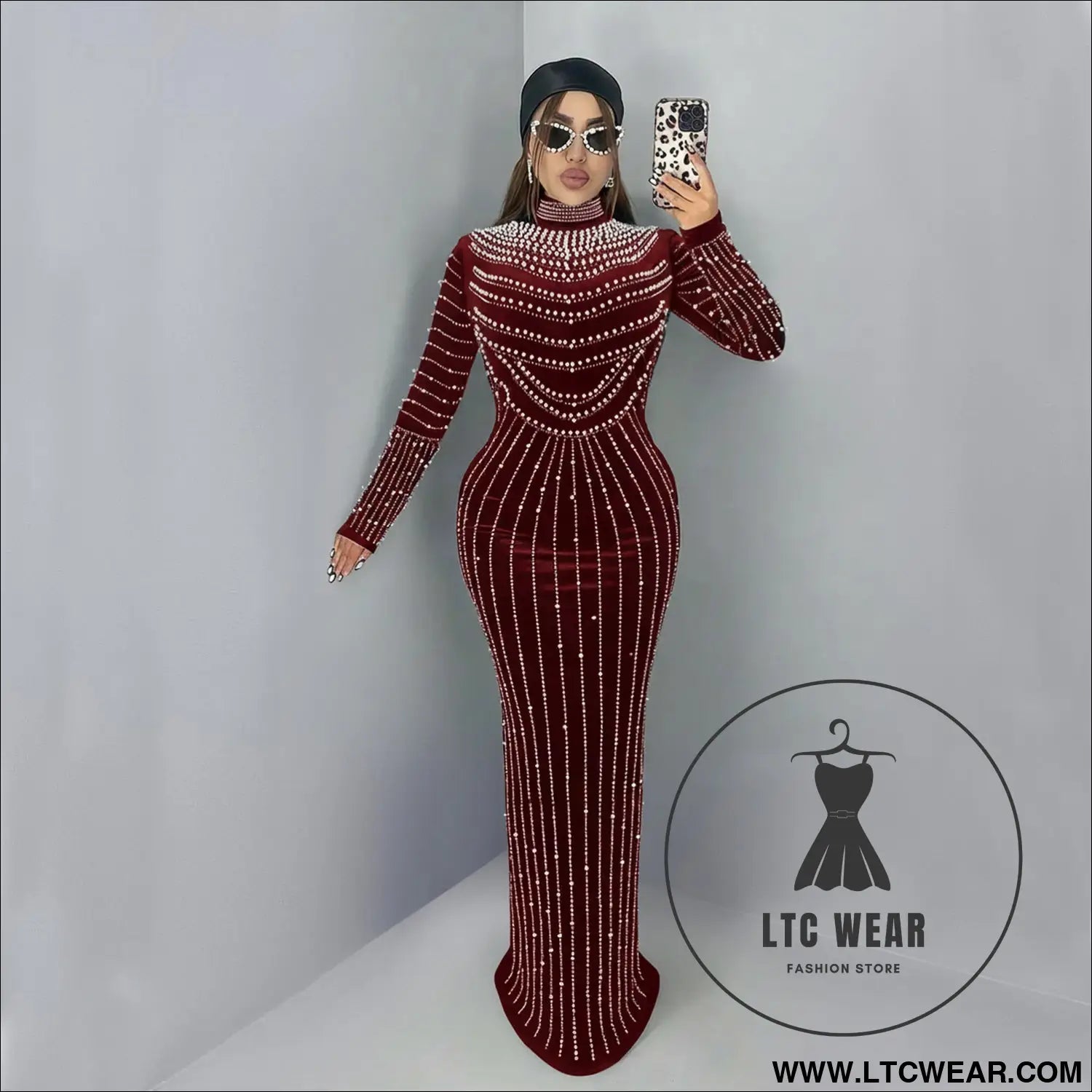 Elegant velvet embellished long sleeve dress for women fashion style casual occasion