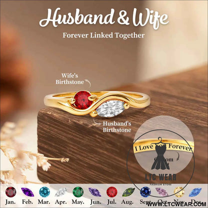 Elegant Wave Birthstone Ring