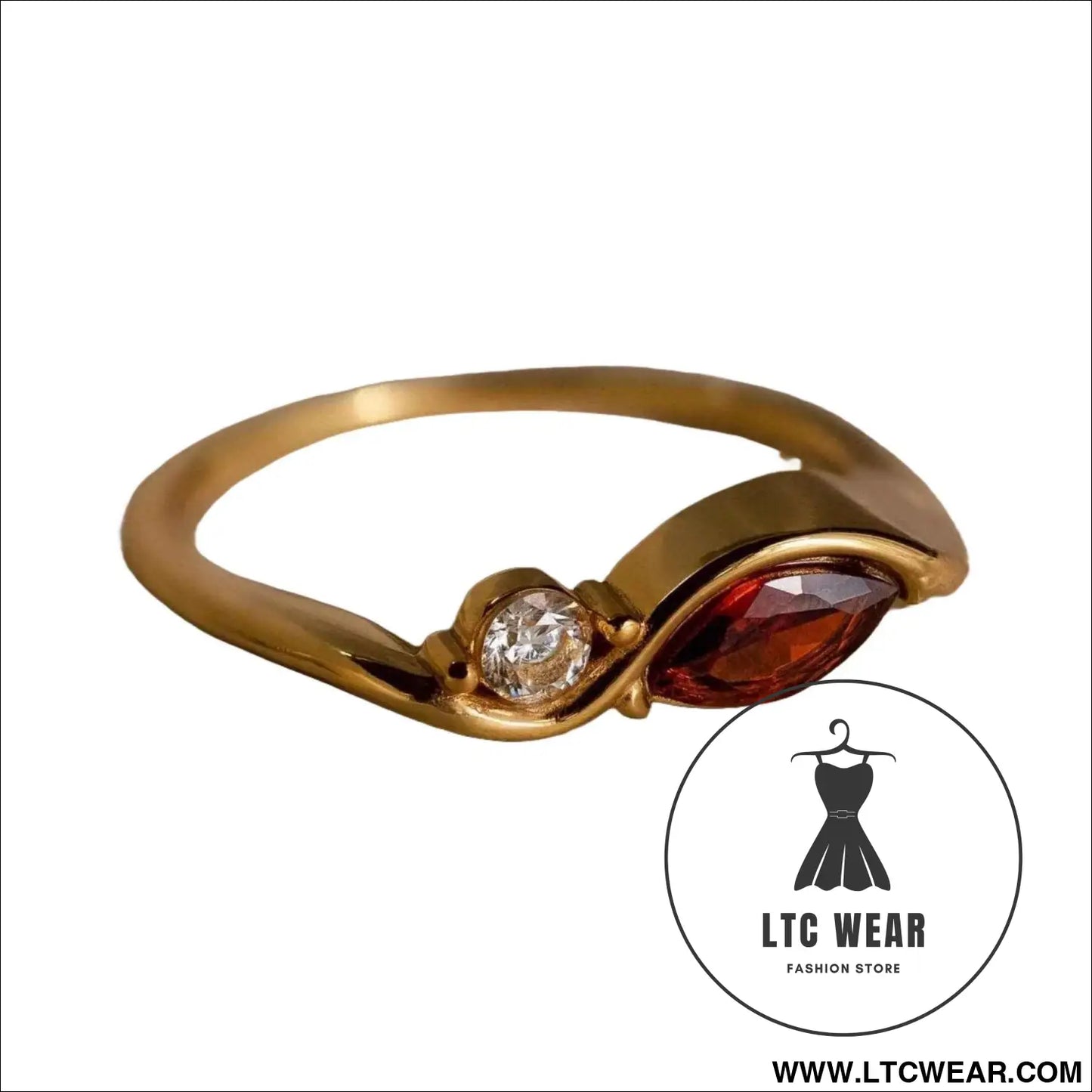Elegant Wave Birthstone Ring