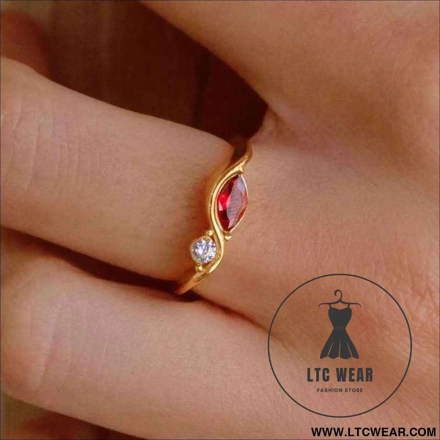 Elegant Wave Birthstone Ring