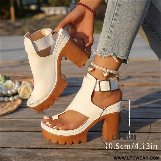 Elegant White UltraHigh Heel Buckle Shoes Plus Size