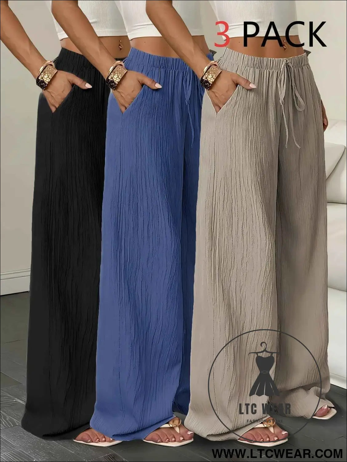 Elegant WideLeg Solid Color Womens Trousers
