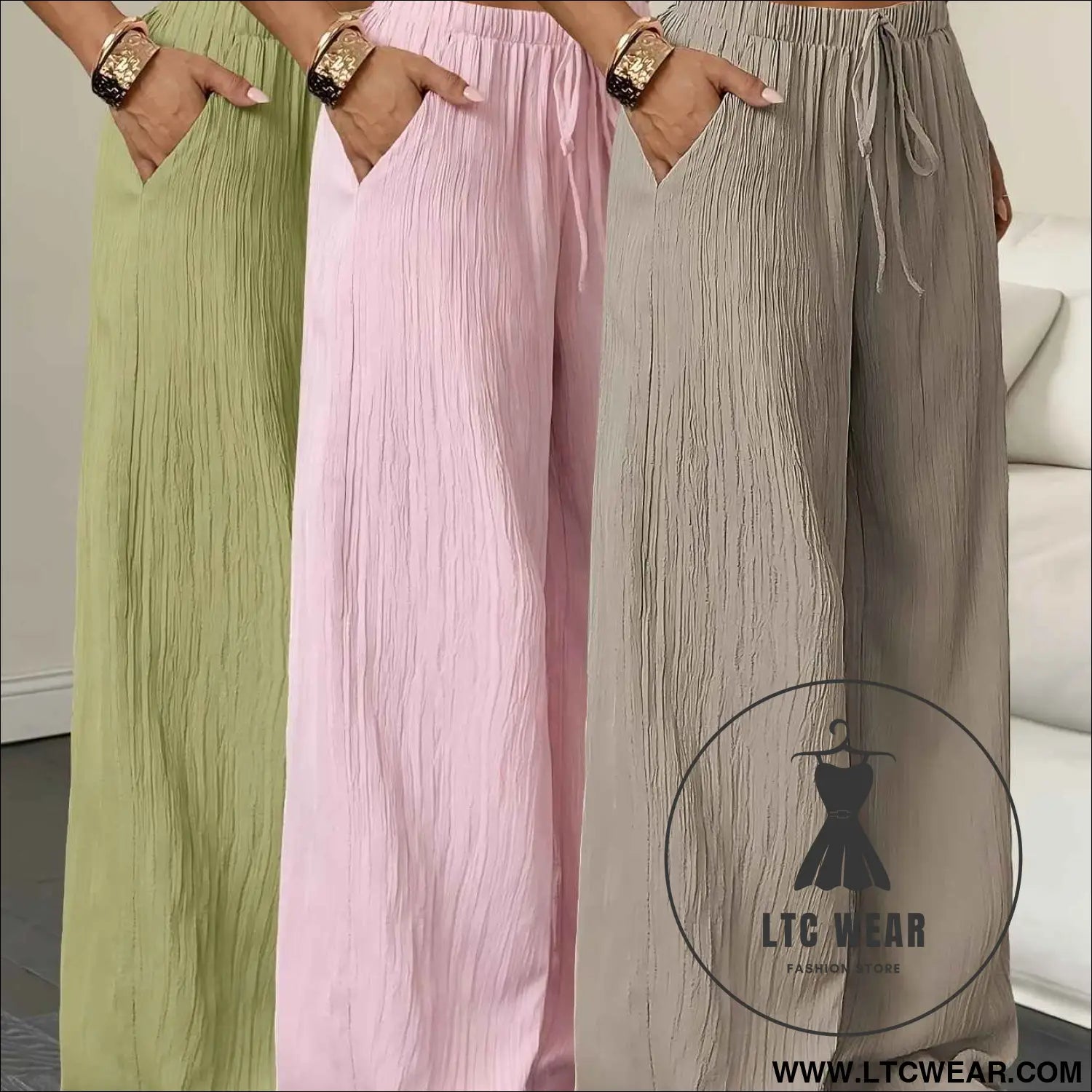 Elegant WideLeg Solid Color Womens Trousers