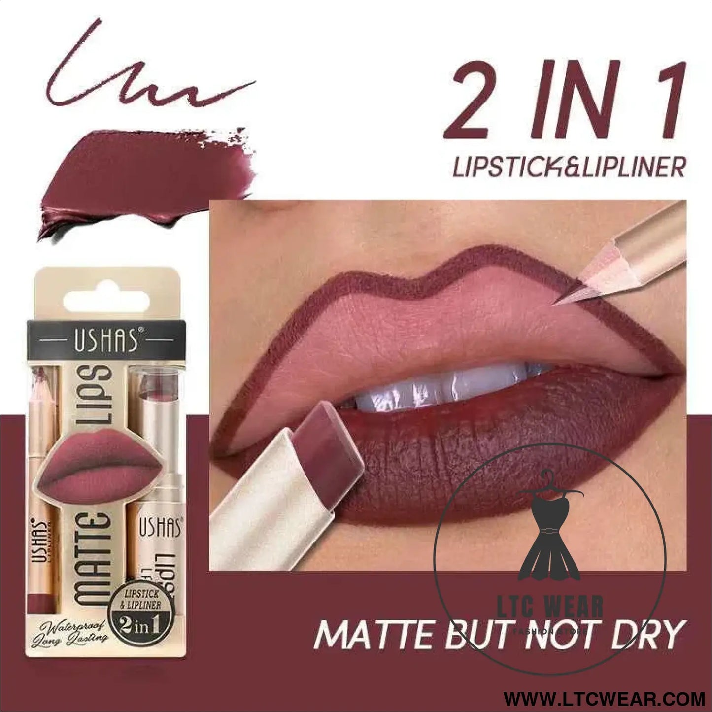 Elevate Your Look: USHAS 12-Color Lipstick & Liner Duo