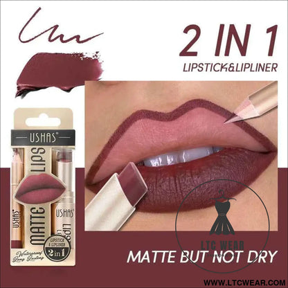 Elevate Your Look: USHAS 12-Color Lipstick & Liner Duo