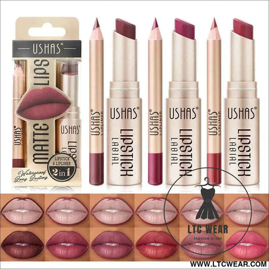 Elevate Your Look: USHAS 12-Color Lipstick & Liner Duo