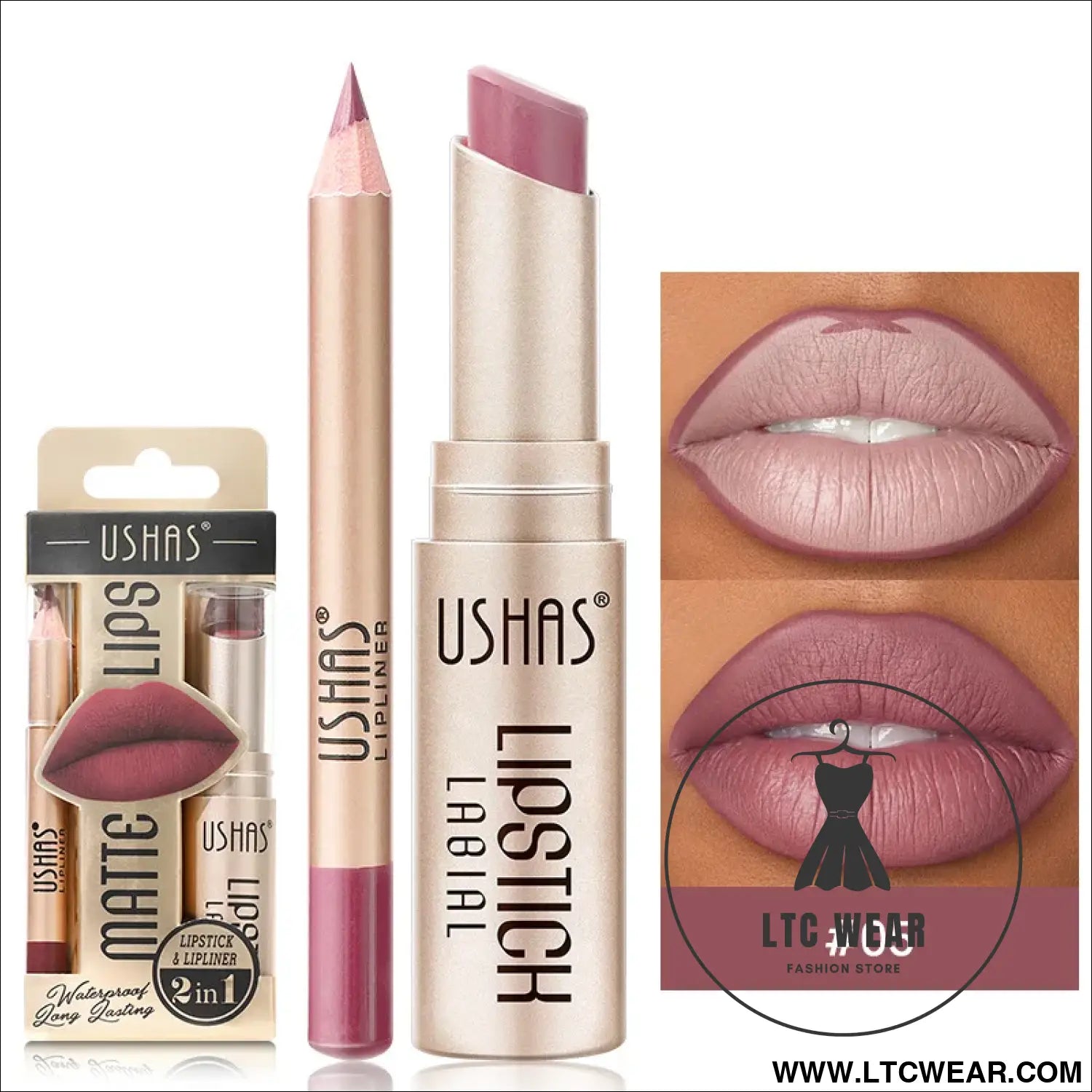 Elevate Your Look: USHAS 12-Color Lipstick & Liner Duo - L.T.C Wear Online Fashion Store