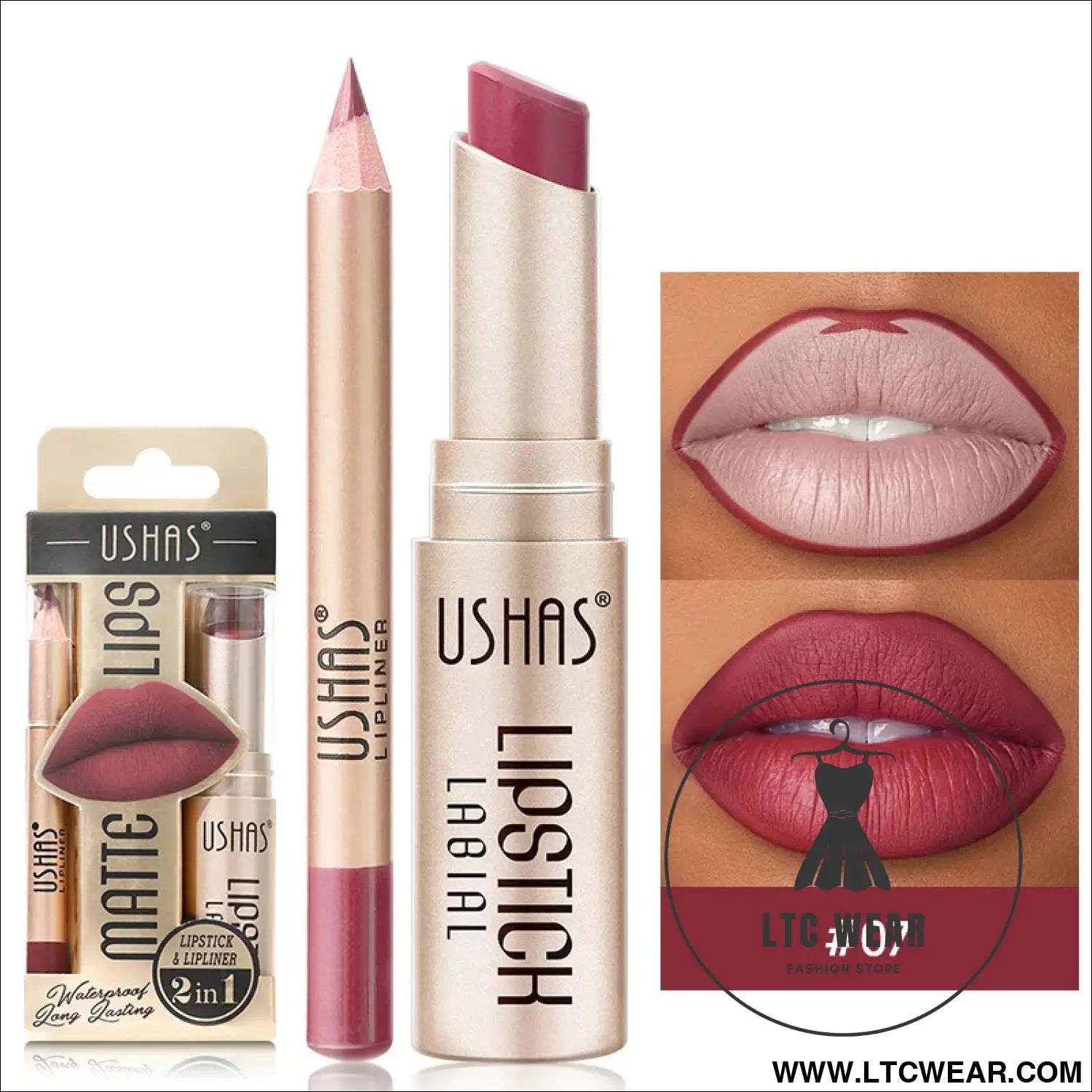Elevate Your Look: USHAS 12-Color Lipstick & Liner Duo - L.T.C Wear Online Fashion Store