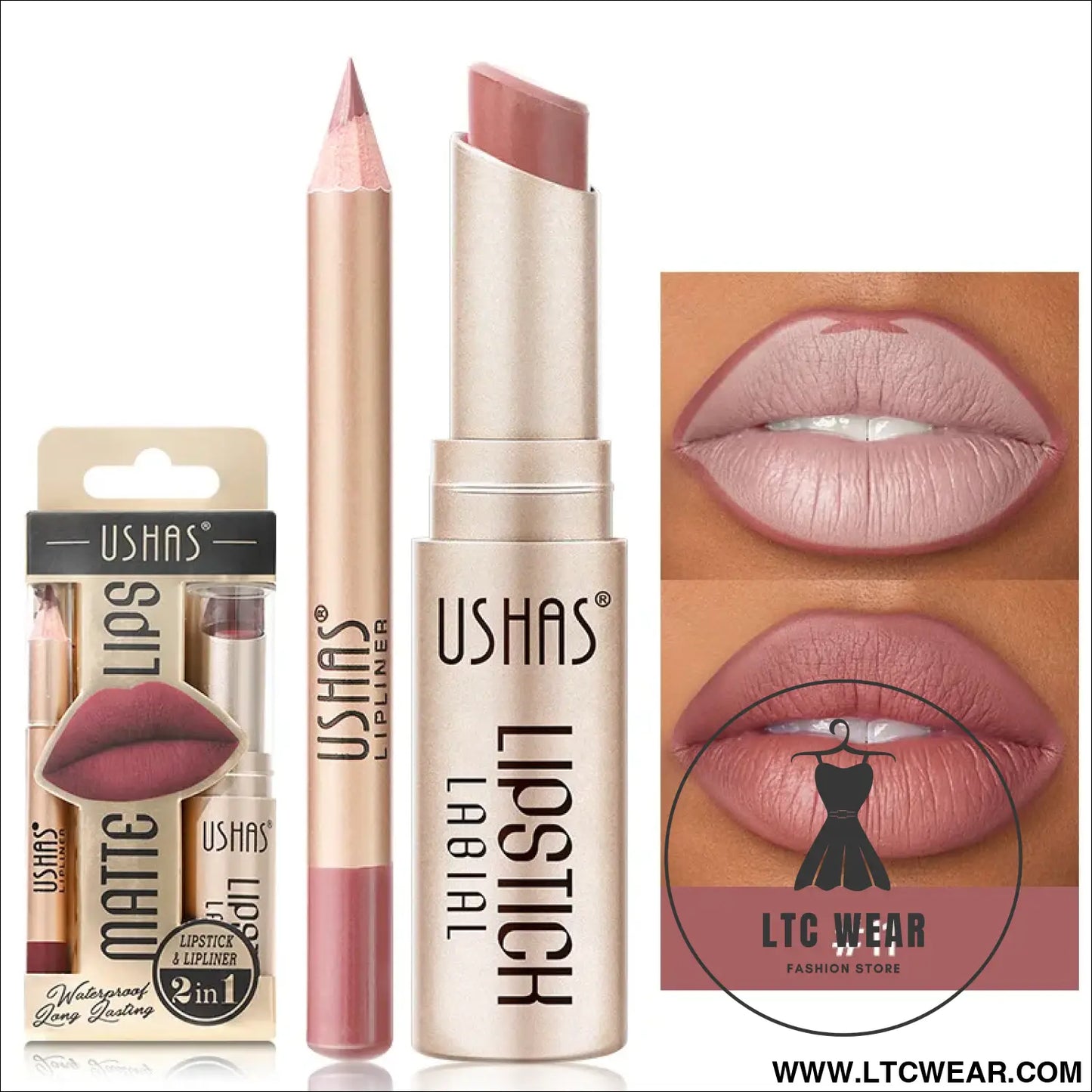 Elevate Your Look: USHAS 12-Color Lipstick & Liner Duo - L.T.C Wear Online Fashion Store