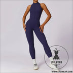 Elevate your workouts with our naked yoga jumpsuit - dark blue / s