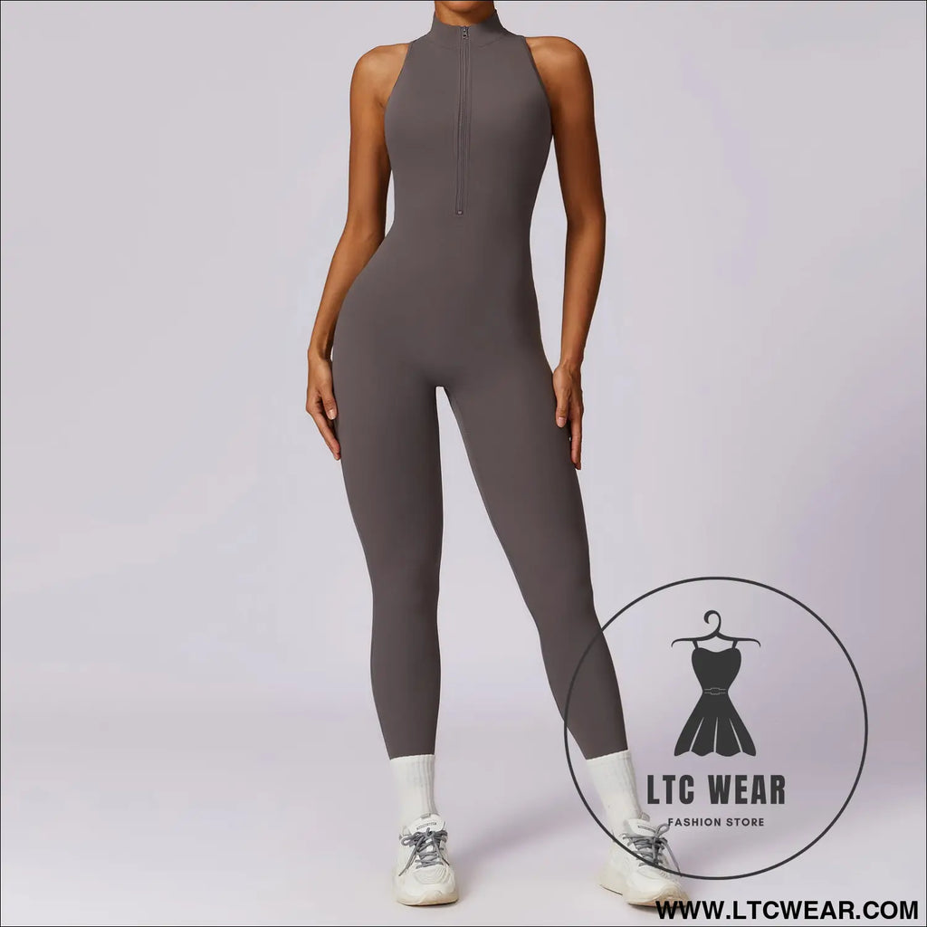 Elevate your workouts with our naked yoga jumpsuit - grey / s